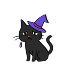 ハロウィン 魔女帽子の黒ねこスタンプ（個別スタンプ：11）