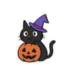 ハロウィン 魔女帽子の黒ねこスタンプ（個別スタンプ：13）