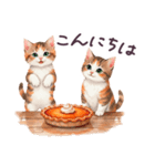 秋に毎日使える 水彩ねこ 日常（個別スタンプ：3）