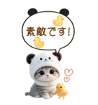 パンダ帽が可愛い猫 吹き出し 敬語 BIG（個別スタンプ：13）