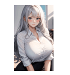 長髪の優雅な秘書写真（個別スタンプ：1）