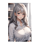 長髪の優雅な秘書写真（個別スタンプ：2）