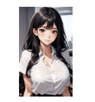 長髪の優雅な秘書写真（個別スタンプ：3）