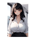 長髪の優雅な秘書写真（個別スタンプ：4）