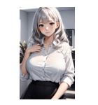 長髪の優雅な秘書写真（個別スタンプ：6）