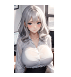 長髪の優雅な秘書写真（個別スタンプ：10）