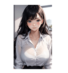 長髪の優雅な秘書写真（個別スタンプ：15）