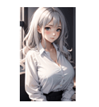 長髪の優雅な秘書写真（個別スタンプ：17）