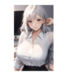 長髪の優雅な秘書写真（個別スタンプ：18）