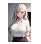 長髪の優雅な秘書写真（個別スタンプ：19）