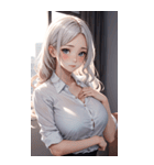 長髪の優雅な秘書写真（個別スタンプ：21）