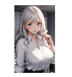 長髪の優雅な秘書写真（個別スタンプ：22）