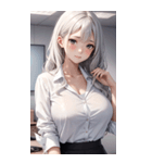 長髪の優雅な秘書写真（個別スタンプ：24）