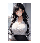 長髪の優雅な秘書写真（個別スタンプ：33）