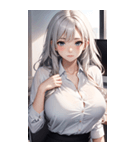 長髪の優雅な秘書写真（個別スタンプ：34）