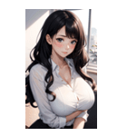 長髪の優雅な秘書写真（個別スタンプ：37）