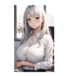 長髪の優雅な秘書写真（個別スタンプ：38）