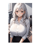 長髪の優雅な秘書写真（個別スタンプ：39）