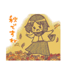 秋スタンプ -タヌキと女の子とその他（個別スタンプ：1）