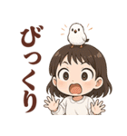 女の子と小鳥 可愛らしく喜怒哀楽（個別スタンプ：3）