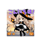 ハロウィン 魔女っこちゃん（個別スタンプ：1）