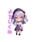 知的メガネガール（個別スタンプ：2）