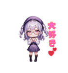 知的メガネガール（個別スタンプ：7）
