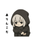 引きこもり系黒パーカー 今日もだるい女子（個別スタンプ：4）