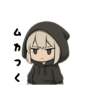 引きこもり系黒パーカー 今日もだるい女子（個別スタンプ：7）