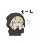 引きこもり系黒パーカー 今日もだるい女子（個別スタンプ：19）