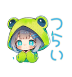 ゆるふわ★蛙フードパーカーの女の子（個別スタンプ：7）