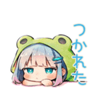 ゆるふわ★蛙フードパーカーの女の子（個別スタンプ：12）