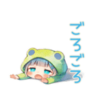 ゆるふわ★蛙フードパーカーの女の子（個別スタンプ：17）