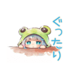 ゆるふわ★蛙フードパーカーの女の子（個別スタンプ：21）