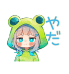 ゆるふわ★蛙フードパーカーの女の子（個別スタンプ：25）