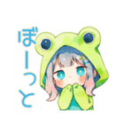 ゆるふわ★蛙フードパーカーの女の子（個別スタンプ：27）