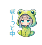 ゆるふわ★蛙フードパーカーの女の子（個別スタンプ：36）