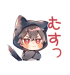 すねちゃう黒猫耳パーカーくん（個別スタンプ：6）