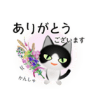 色々な猫16-1 短毛-立ち耳-黒白（個別スタンプ：31）