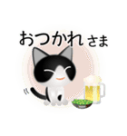色々な猫16-1 短毛-立ち耳-黒白（個別スタンプ：40）