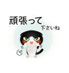 色々な猫16-2 短毛-垂れ耳-黒白（個別スタンプ：16）
