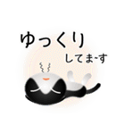 色々な猫16-2 短毛-垂れ耳-黒白（個別スタンプ：18）