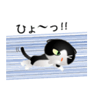色々な猫16-2 短毛-垂れ耳-黒白（個別スタンプ：34）