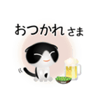 色々な猫16-2 短毛-垂れ耳-黒白（個別スタンプ：40）