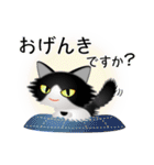 色々な猫16-3 長毛-立ち耳-黒白（個別スタンプ：4）