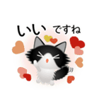 色々な猫16-3 長毛-立ち耳-黒白（個別スタンプ：24）
