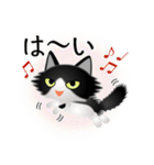 色々な猫16-3 長毛-立ち耳-黒白（個別スタンプ：29）