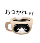 色々な猫16-4 長毛-垂れ耳-黒白（個別スタンプ：9）