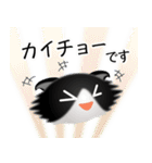 色々な猫16-4 長毛-垂れ耳-黒白（個別スタンプ：17）