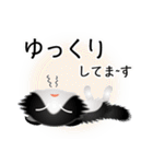 色々な猫16-4 長毛-垂れ耳-黒白（個別スタンプ：18）